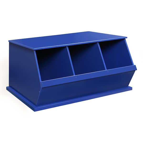 Badger Basket 37 in. W x 17 in. H x 19 in. D Blue Stackable 3-Storage Cubbies