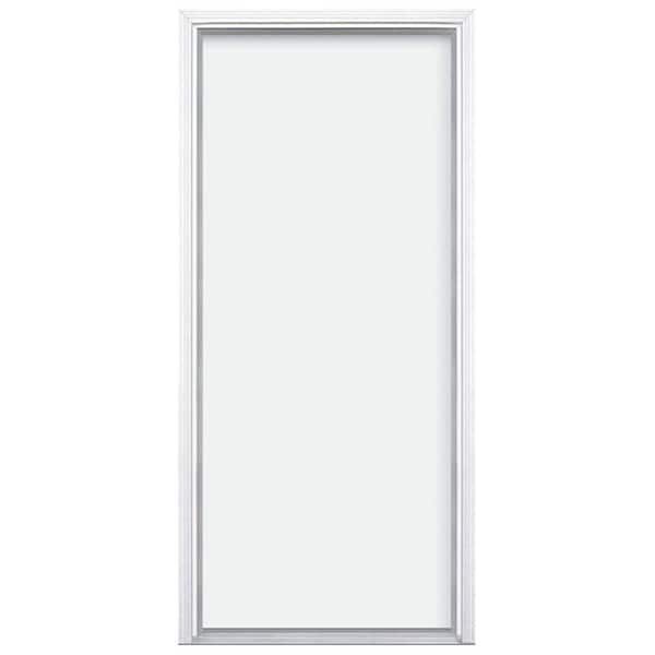 32 in. x 80 in. Utility Flush Left Hand Inswing Primed Steel Prehung Front Door with Brickmold