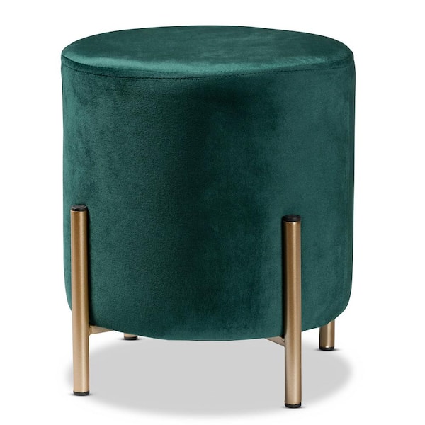 Baxton Studio Thurman Green and Gold Ottoman