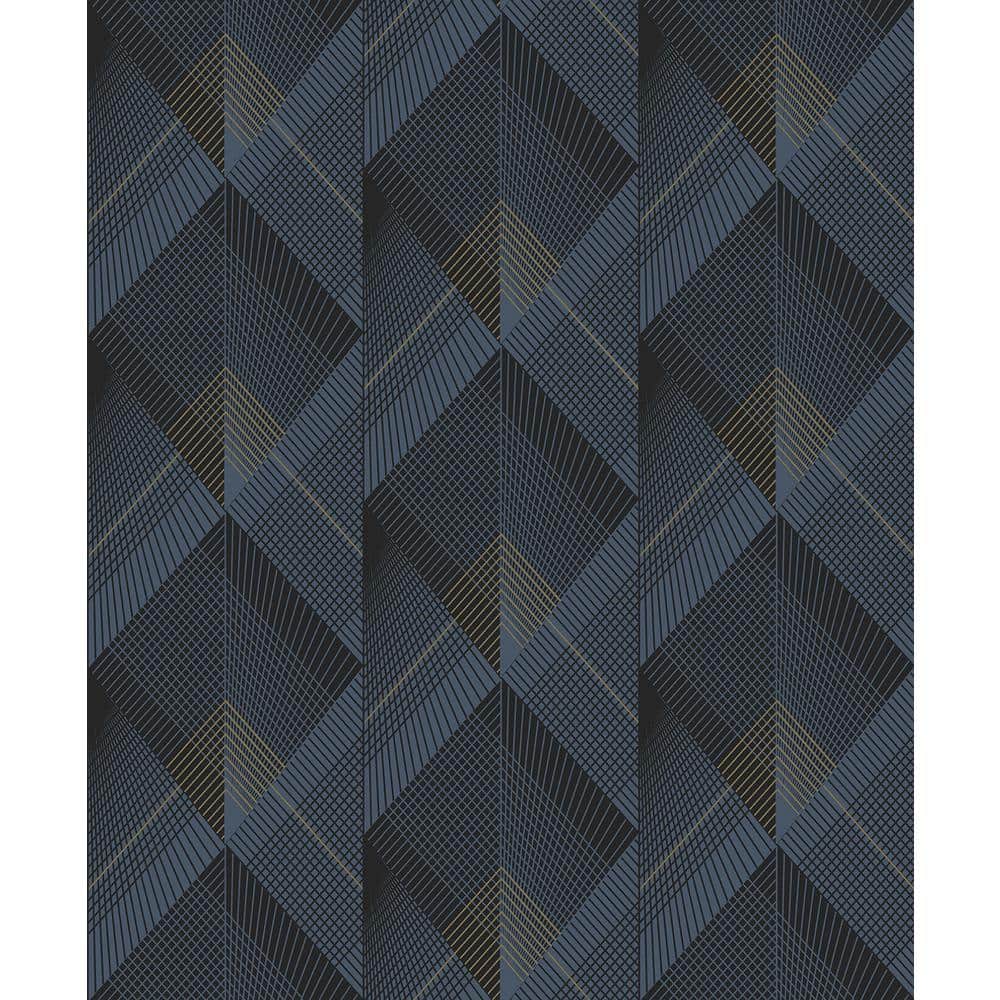 Raoul Navy Fanning Diamonds Wallpaper Sample