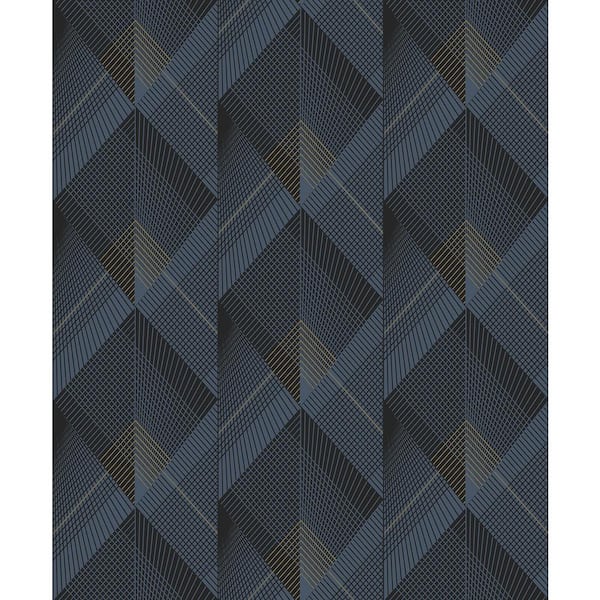 Advantage Raoul Navy Fanning Diamonds Wallpaper Sample