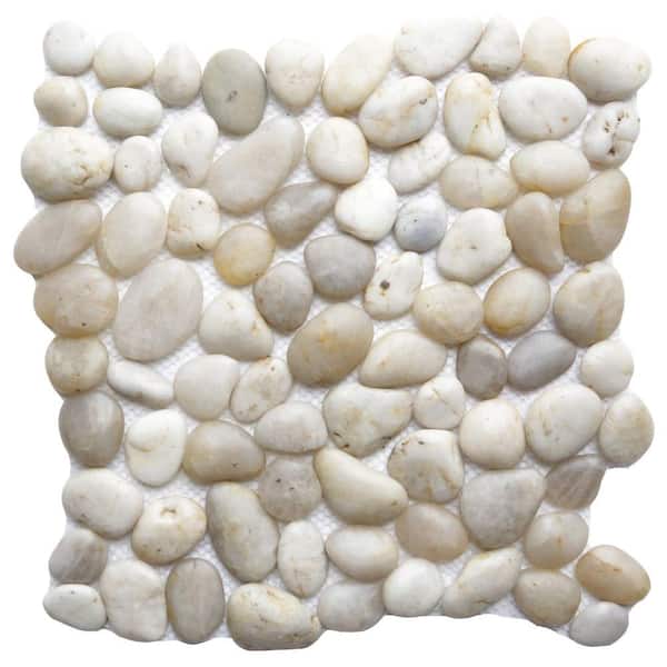 Islander Gray White 12 in. x 12 in. Natural Pebble Stone Floor and Wall Tile (10 sq. ft. / case)