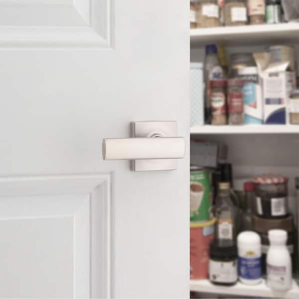 Breton Square Satin Nickel Half -Dummy Door Handle Featuring Microban