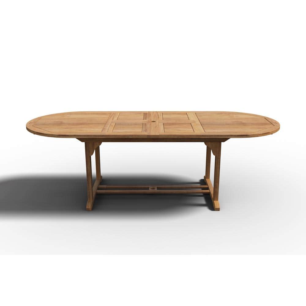 Amelie Oval Teak Outdoor Dining Table with Extension