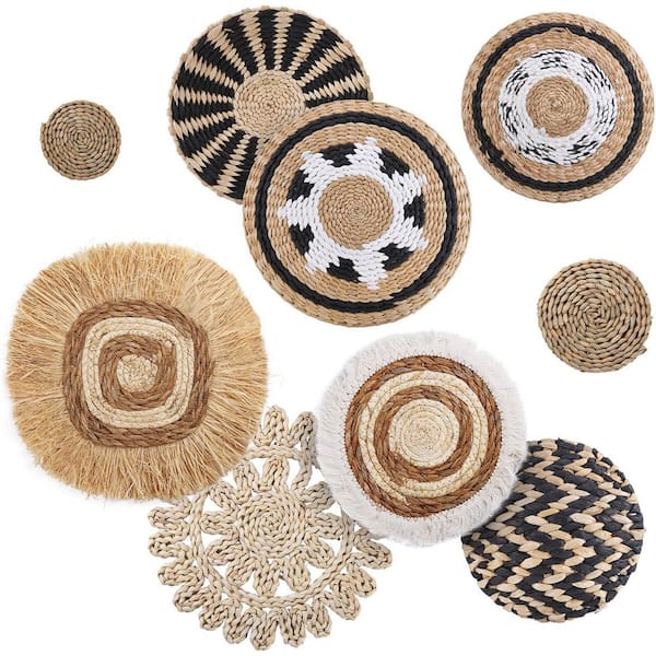 Black 13 in. x 13 in. Bamboo Decorative Basket Set of 9