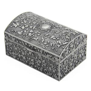 3.23 x 2.36 x 1.65 in. Small Silver Vintage Metal Alloy Trinket Storage Jewelry Box