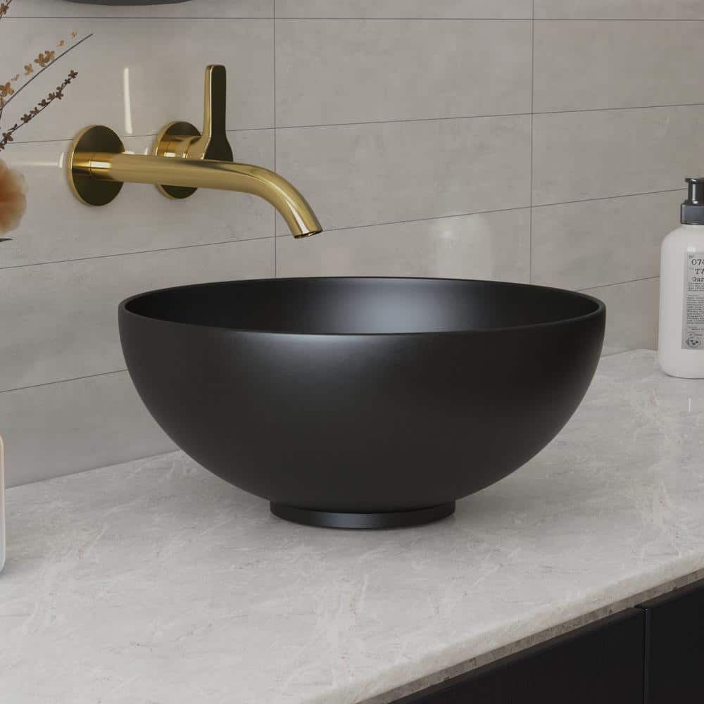 Matte Black Round Ceramic Above-Counter Vessel Sink