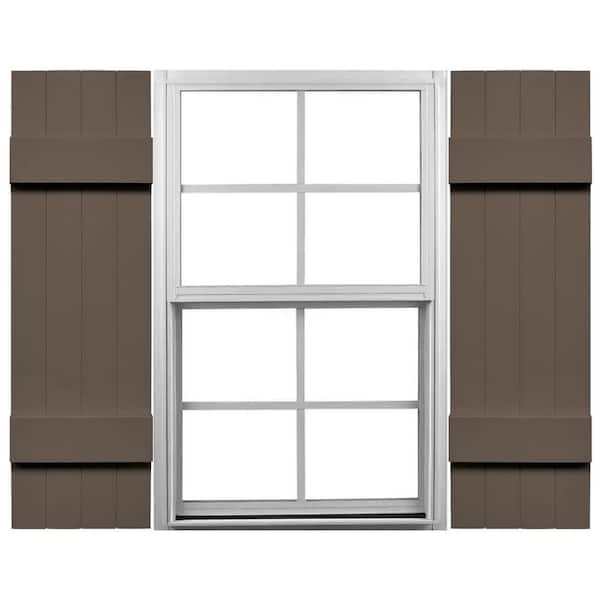 Ekena Millwork TailorMade 14 in. W x 54 in. H Vinyl Board and Batten Shutters Pair in French Roast