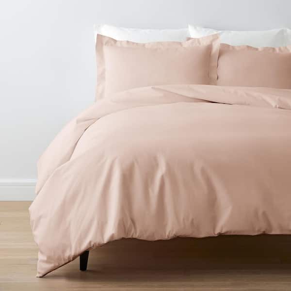 The Company Store Company Cotton Peach Nectar Solid 300-Thread Count Cotton Percale Twin Duvet Cover