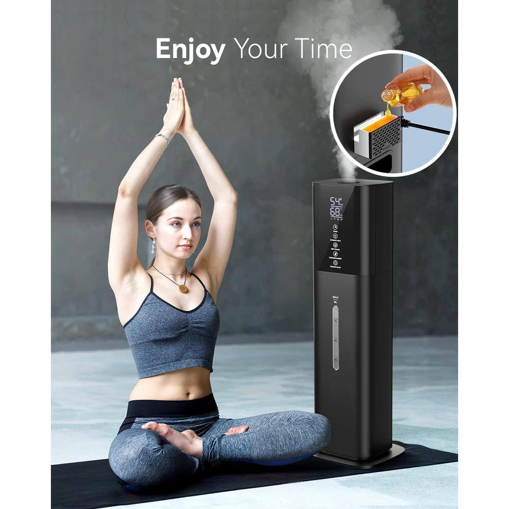 Black 2.11 Gallon Ultrasonic Cool Mist Tower Humidifier with Remote