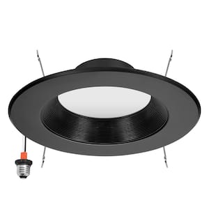 5 in. and 6 in. 5 CCT Retrofit Recessed LED Downlight, Black Trim, 1100 Lumens, Color Selectable 2700K to 5000K