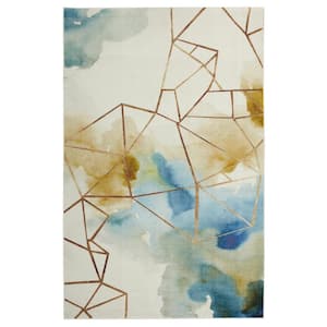 Illusion Water Cream 5 ft. x 8 ft. Abstract Area Rug