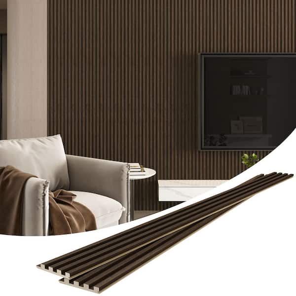0.71 in. T x 0.476 ft. x 7.87 ft. Dark Walnut Solid Wood Decorative Wall Paneling (4-Pack)