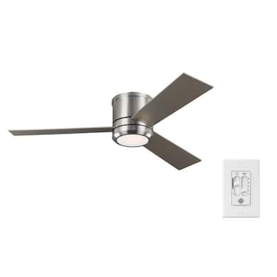 Clarity Max 56 on. Integrated LED Indoor Brushed Steel Flush Mount Ceiling Fan with Wall Switch Control