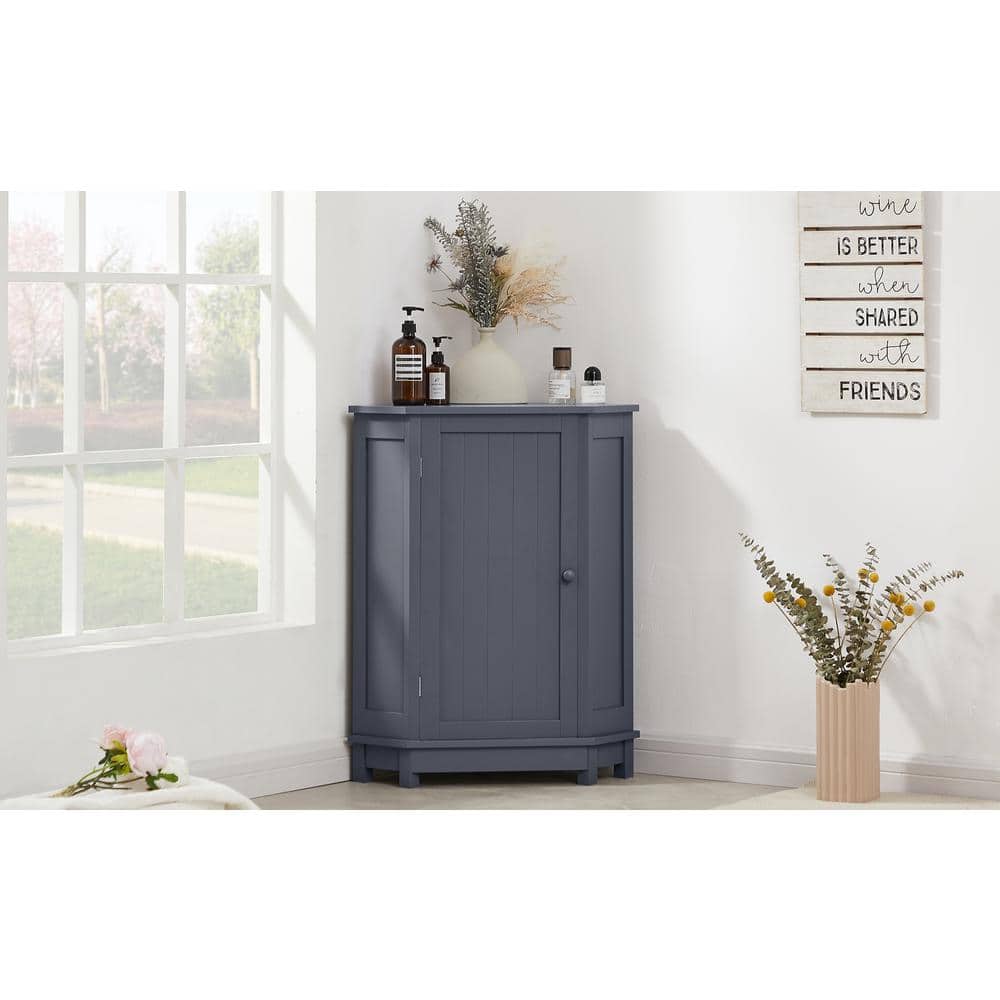18 in. W x 18 in. D x 31 in. H Gray Wood Linen Cabinet with Adjustable Shel