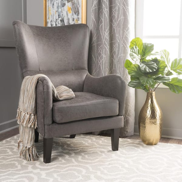 Noble House Lorenzo Slate Fabric Club Chair with Nailhead Trim (Set of 1)