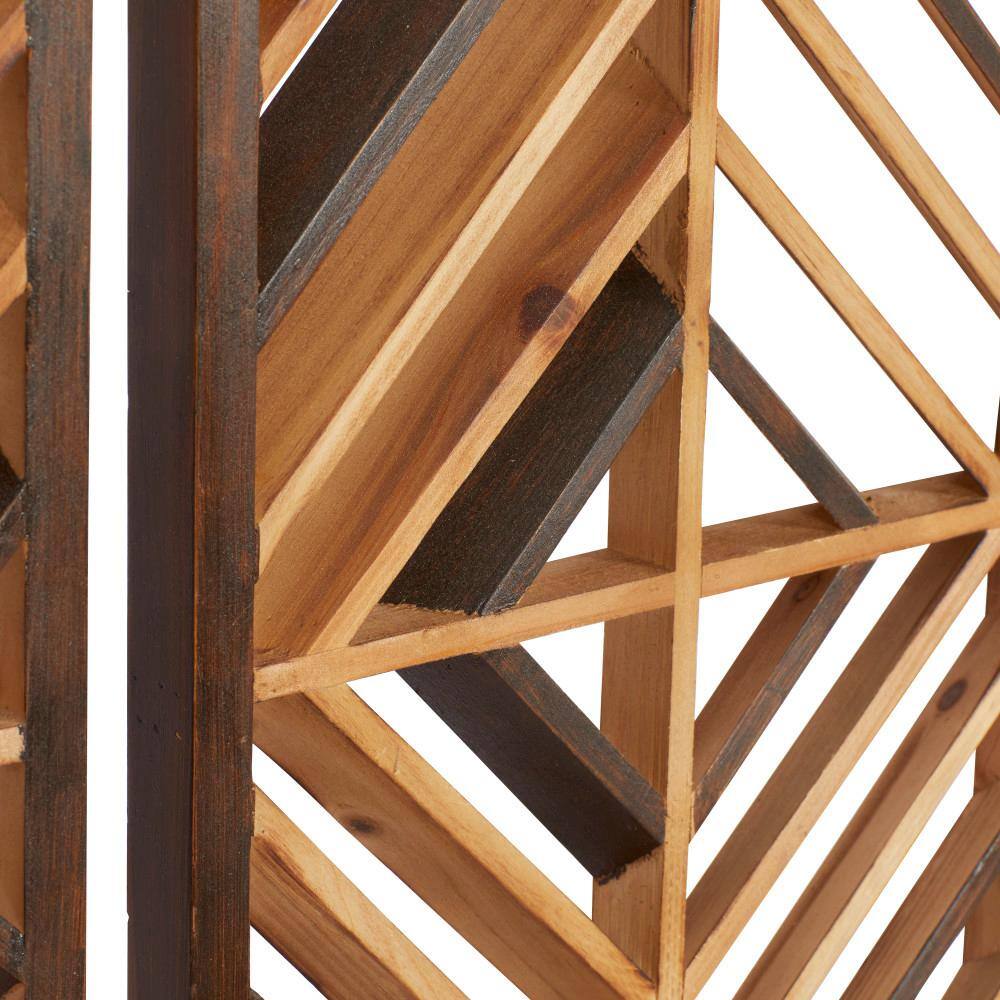 Brown and Light Brown Wood Geometric Wall Decor Set of 3