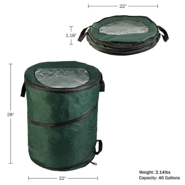 Collapsible Trash Can Pop Up 33 Gallon Trashcan for Garbage With Zippered  Lid