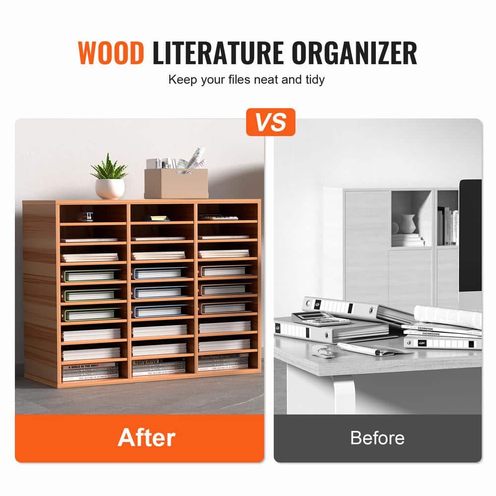 Medium Brown MDF 27-Compartment Literature Organizer