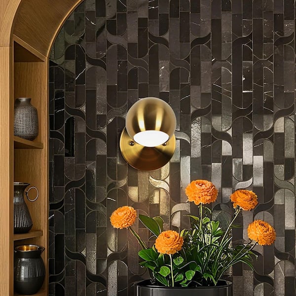 Macue 4.7 in. Mid-Century Modern Indoor Brass Gold Integrated LED Wall Sconce Light, 1-Light Spotlight for Bedroom