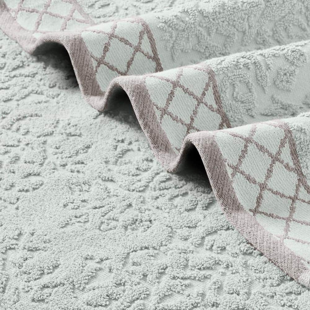 Light Blue Cotton Damask Jacquard 6-Piece Towel Set