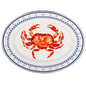 Crab House 12 in. x 16 in. Enamelware Oval Platter
