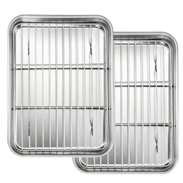 Stainless Steel Fluted Bakeware Baking Pan Sheet Cooling Rack Set Nonstick Cookie Tray Dishwasher Safe