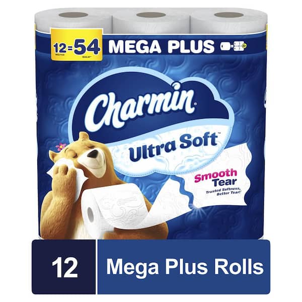 Ultra Soft Smooth Tear Toilet Paper, Mega Rools, 12 Rolls