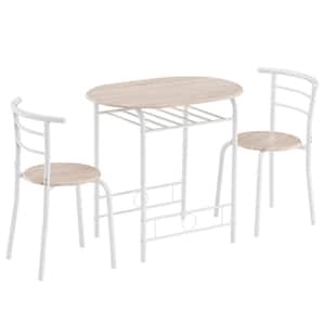 Simple 3-Piece Beige and White Oval Dining Set