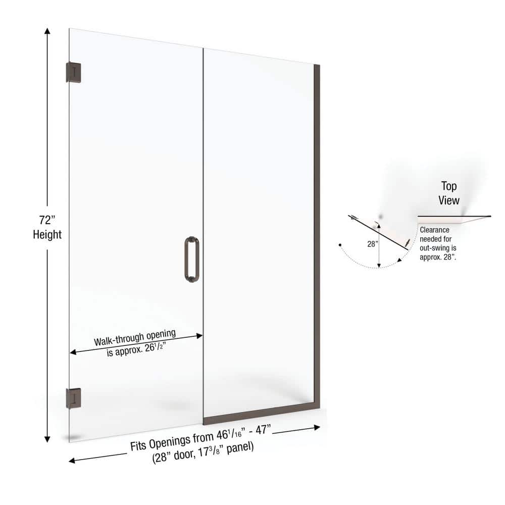 Celesta 58" x 72" Frameless Hinged Shower Door in Oil Rubbed Bronze