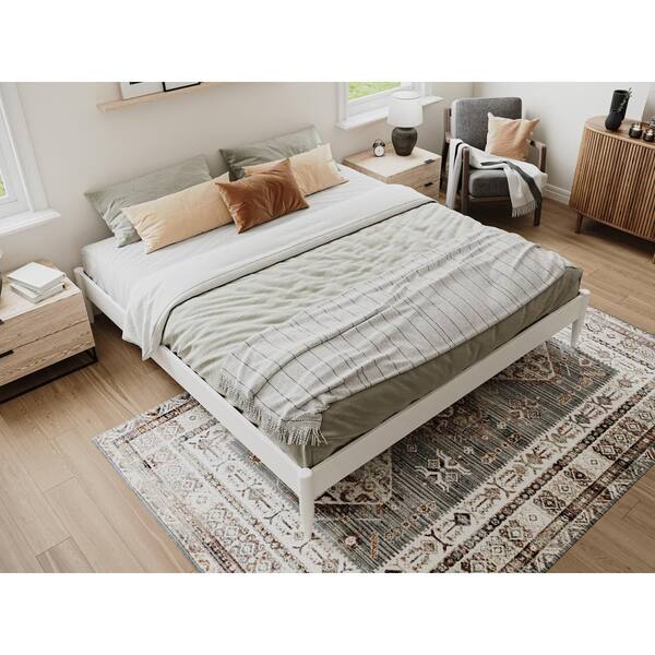 AFI Pasadena Mid Century Modern White Heavy Duty Solid Wood Frame King Platform Bed AR7751032 The Home Depot