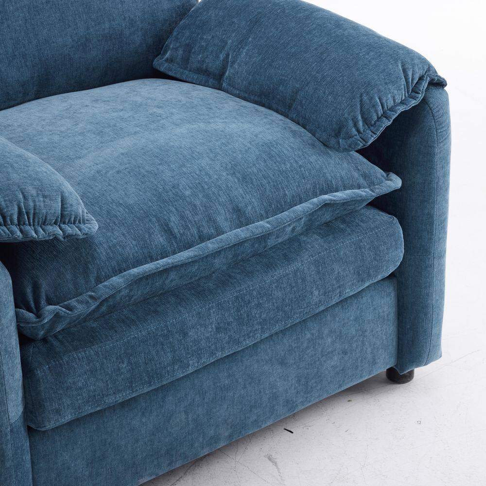 Bronx Blue Chenille Pillow Top Arm Accent Chair with Wood Frame