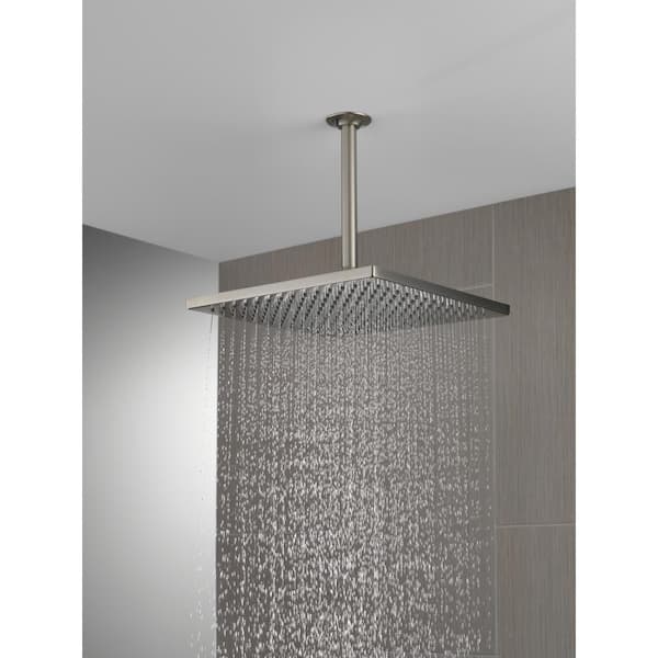 1-Spray Patterns 2.5 GPM 11.75 in. Wall Mount Fixed Shower Head in Stainless
