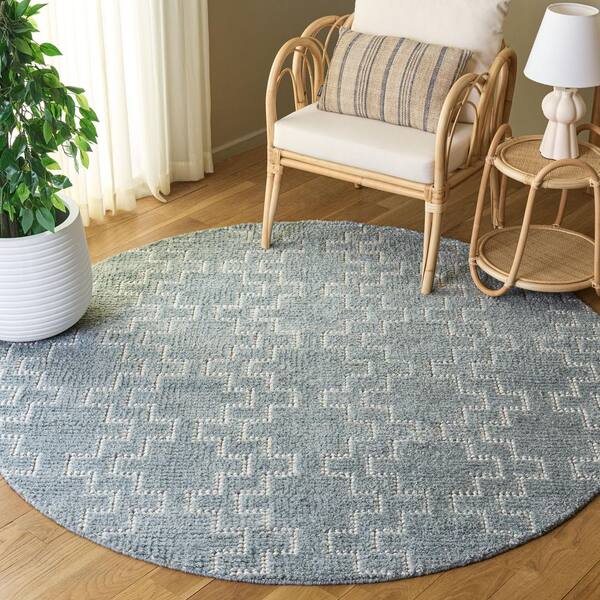 Vermont 6 ft. x 6 ft. Light Blue Tribal Round Rug