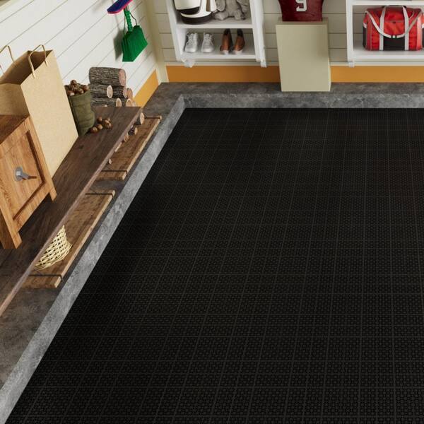 Siavonce 12 in. x 12 in. Black Interlocking Deck Tiles Plastic Waterproof Outdoor Bathroom Shower Balcony Porch Pack of 12