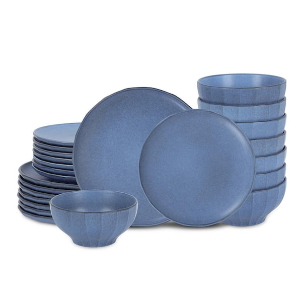 Rio 24-Piece Blue Stoneware Dinnerware Set (Service for 8)