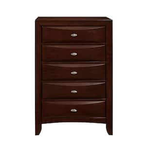 Amelia New Merlot 5-Drawer Chest of-Drawers ( 17 in. W x 48 in. H)