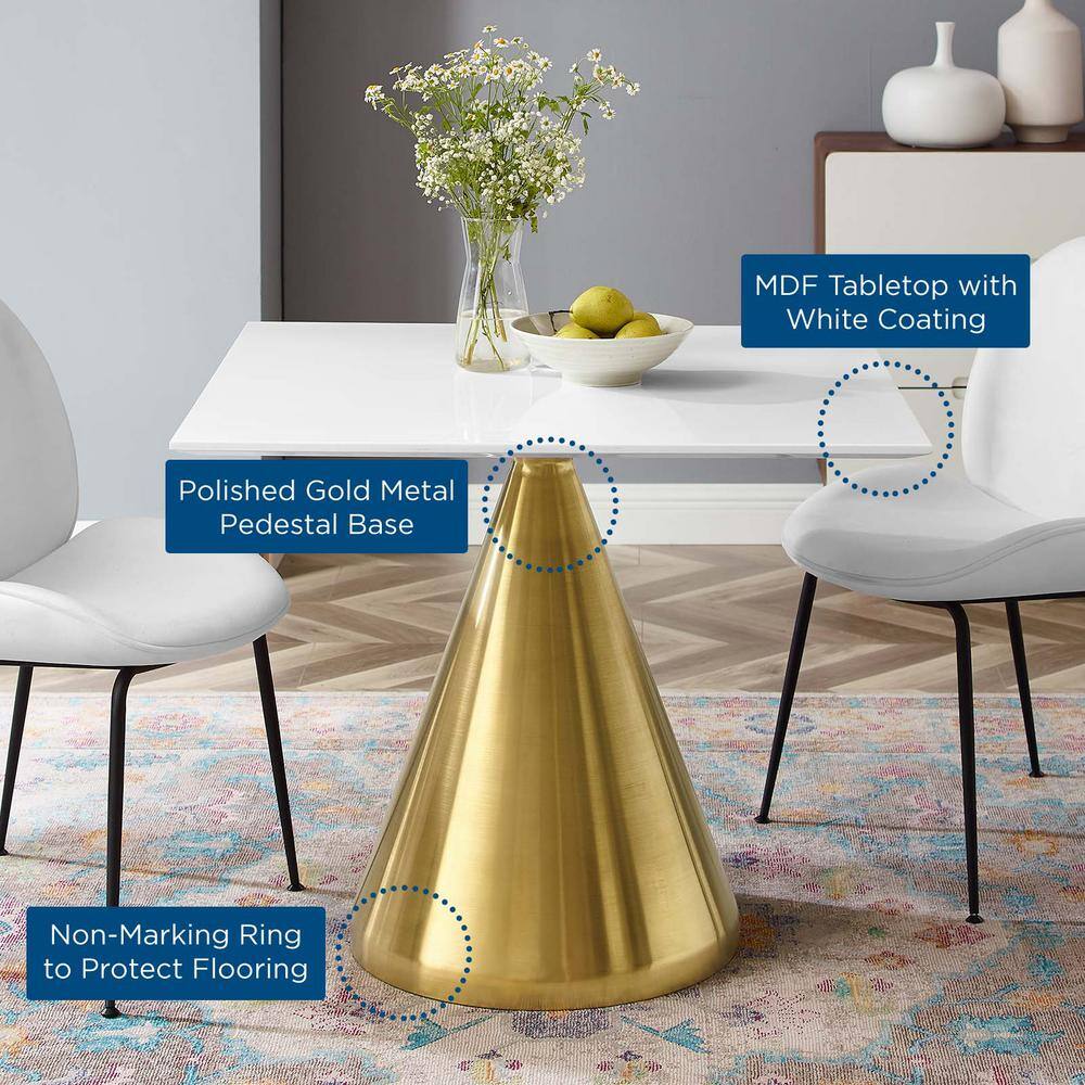 Tupelo White and Gold Square Dining Table