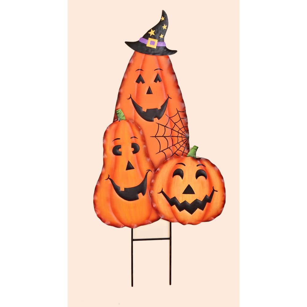30 in. Metal Halloween Figure Stake Pumpkin