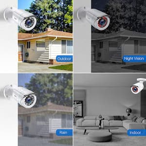 8-Channel H.265+ 2MP DVR Outdoor Security Camera System with 4 1080P Wired Outdoor Bullet Cameras,Surveillance System