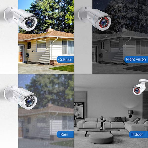 8-Channel H.265+ 2MP DVR Outdoor Security Camera System with 4 1080P Wired Outdoor Bullet Cameras,Surveillance System