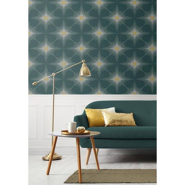 Lempicka Teal Art Deco Motif Wallpaper, DD139230