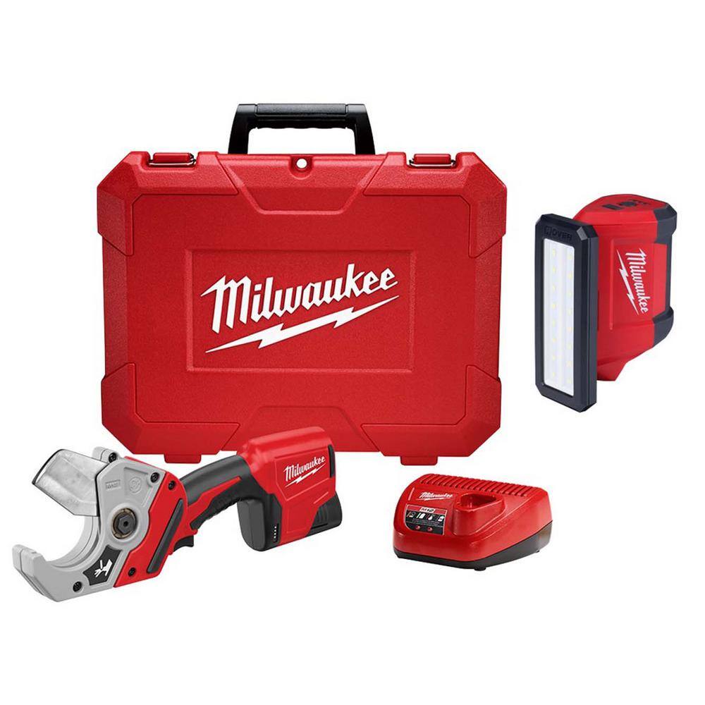 Milwaukee M12 12-Volt Lithium-Ion Cordless PVC Shear Kit with One 1.5 Ah Battery, Charger and Hard Case w/M12 ROVER Service Light