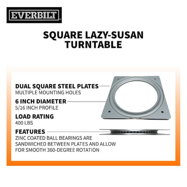 Everbilt 6 in. Square Lazy-Susan Turntable with 400 lb. Load