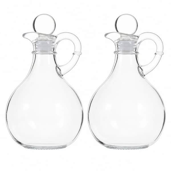 2Pcs 11.8 oz. Oil and Vinegar Cruet, Glass Oil and Vinegar Dispenser with Airtight Stopper, Glass Condiment Container