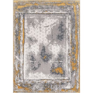 Cairo Isolde Yellow 5 ft. 3 in. x 7 ft. 3 in. Modern Abstract Border Area Rug