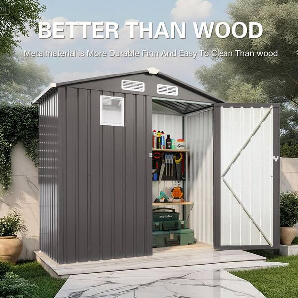 ToolCat 6 ft. W x 3.5 ft. D Metal Shed with Pitched Roof and