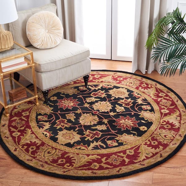 Classic Black/Burgundy Doormat 2 ft. x 4 ft. Border Half Moon Area Rug
