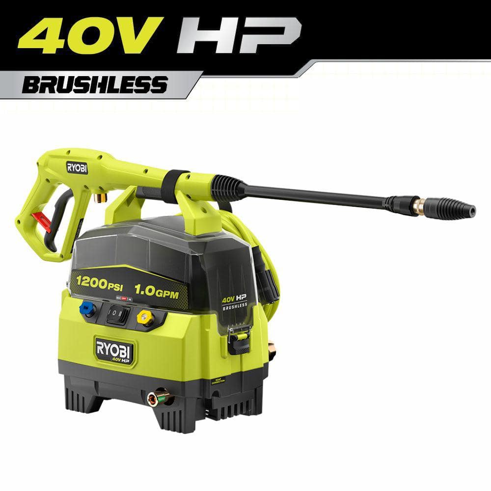 RYOBI 40V 1200 PSI 1.0 GPM Cordless Electric Cold Water Pressure Washer ...