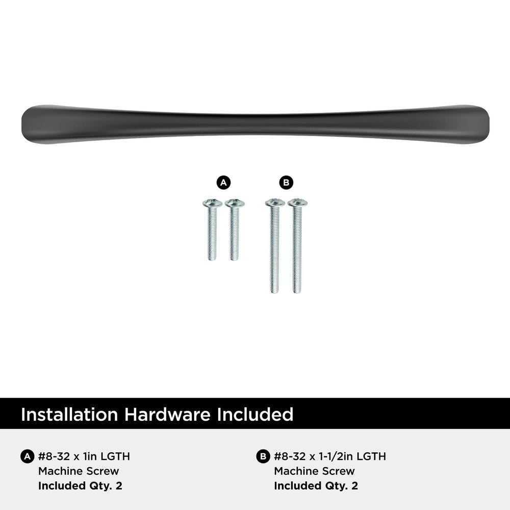Matte Black 5-1/16 inch Modern Cabinet Pull with Mounting Hardware
